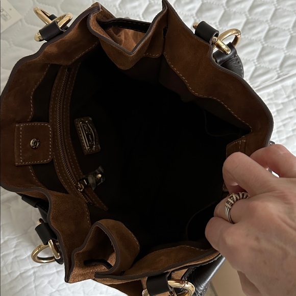 Miu Miu Brown Suede Shoulder Bag with Dark Brown Leather Accents - Picture 7 of 10